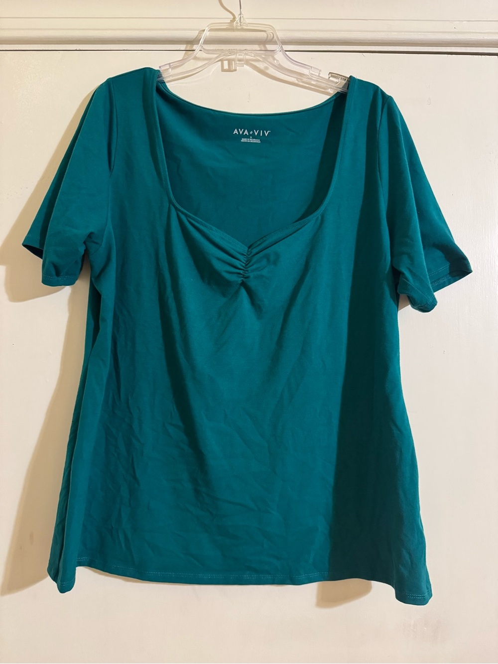 Ava & Viv Teal Scoop Neck Short Sleeve Top